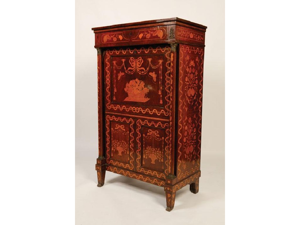 Appraisal: A TH CENTURY DUTCH MARQUETRY SECRETAIRE A ABBATANT with a