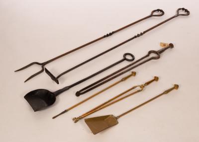 Appraisal: Various wrought iron fire irons