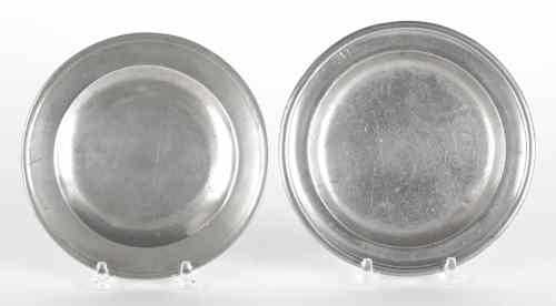 Appraisal: Two Philadelphia pewter plates ca bearing the touch of Thomas