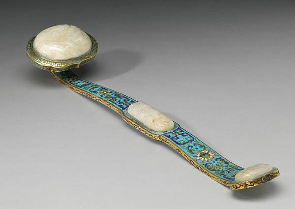 Appraisal: A fine gilt and cloisonn enameled metal ruyi scepter with