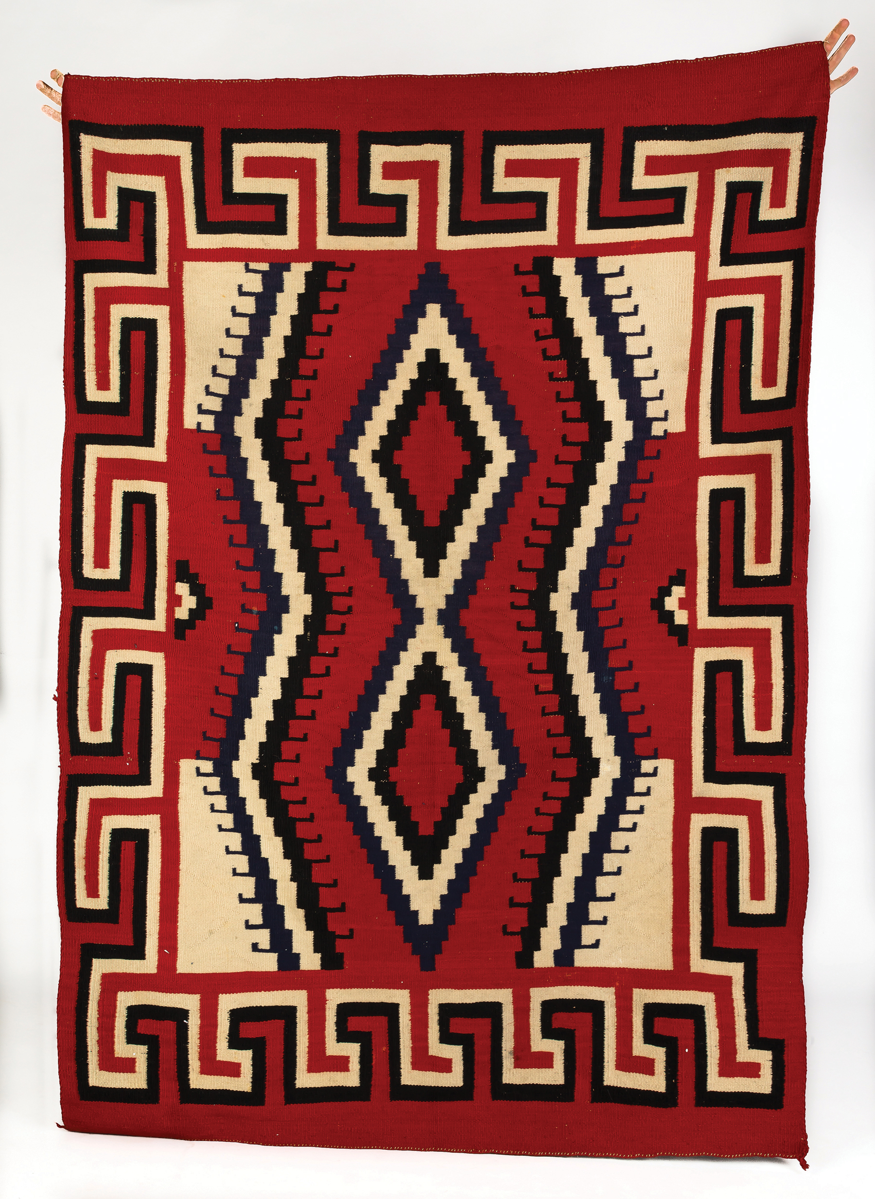 Appraisal: Navajo Weaving Red Black and Indigo Blue C