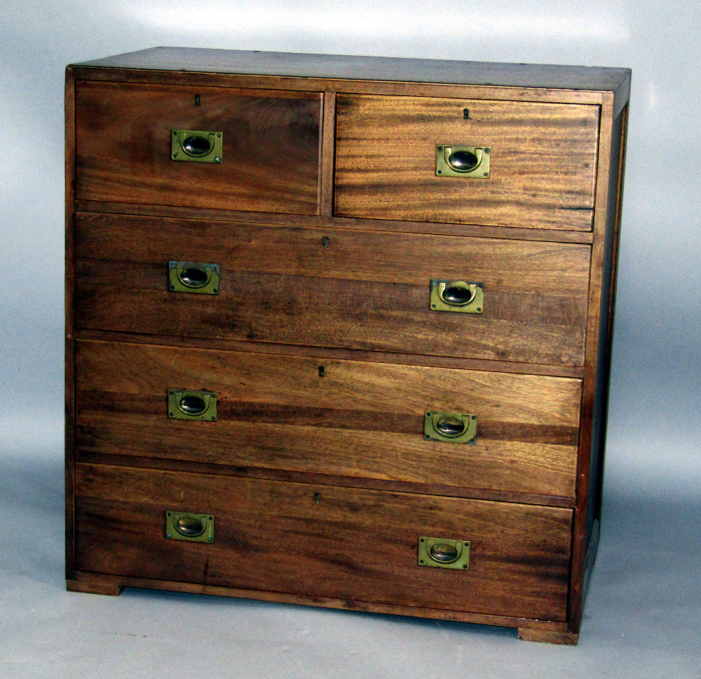 Appraisal: A Victorian mahogany military chest of two short and three