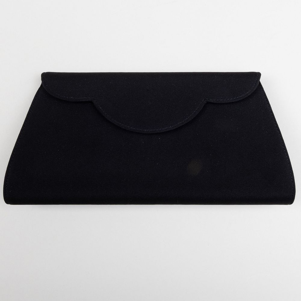 Appraisal: Yves Saint Laurent Haute Couture Black Silk Clutch Gilt embossed