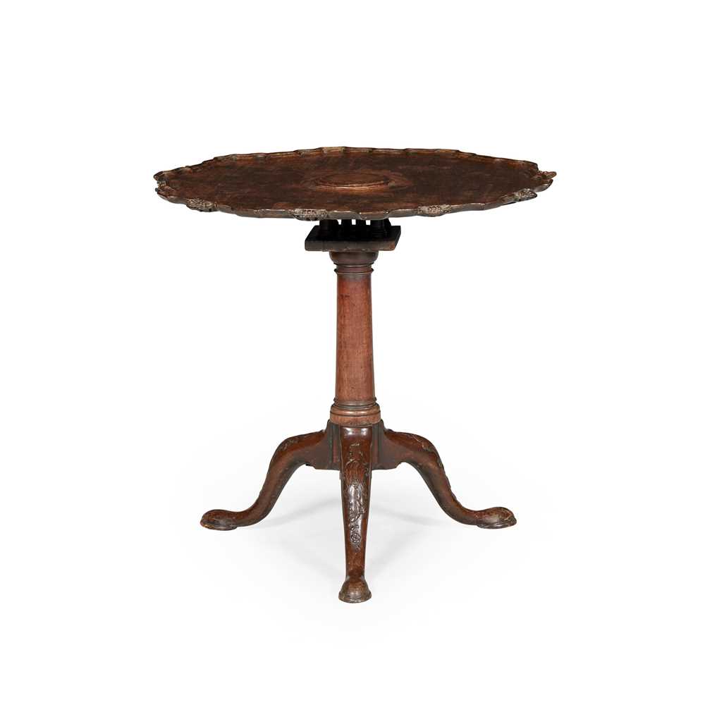 Appraisal: GEORGE III TRIPOD TABLE TH CENTURY the piecrust top carved