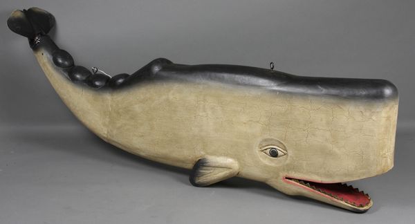 Appraisal: Late th Century tin painted whale sing h x w