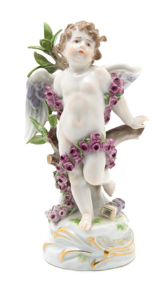 Appraisal: Meissen Porcelain Figure depicting Cupid with festoons impressed incised Height