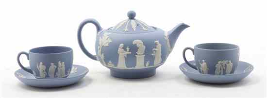 Appraisal: A Wedgwood Jasperware Tea Pot together with two cups and