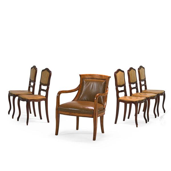 Appraisal: SET OF LOUIS XV DINING CHAIRS Five with an empire