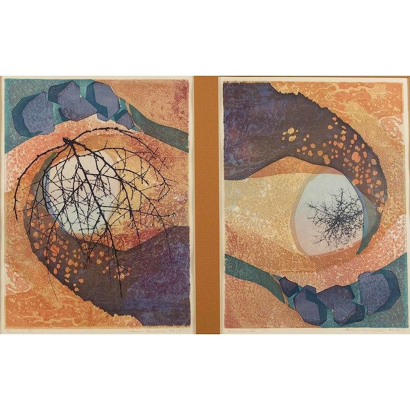 Appraisal: Anne K Foote Screenprint Diptych Framed screenprint diptych Survivor I