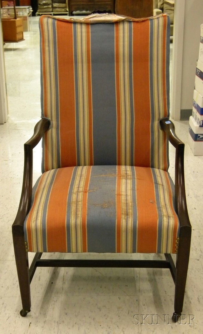 Appraisal: Federal-style Upholstered Mahogany Lolling Chair