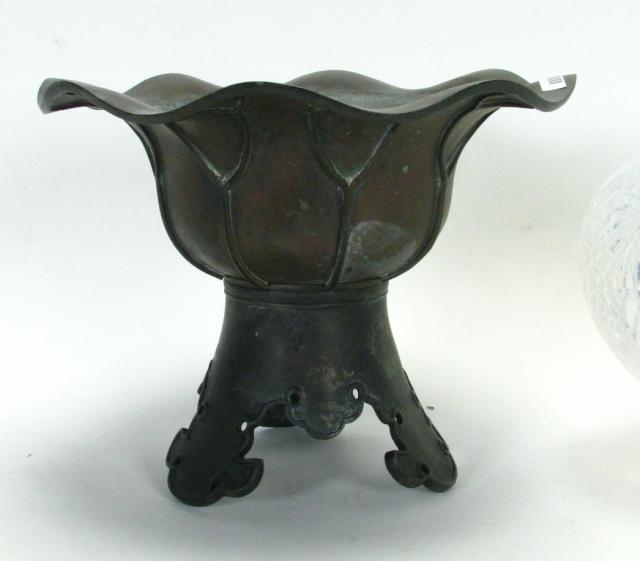 Appraisal: Bronze Oriental Pedestal Planter '' tall selling with a ''