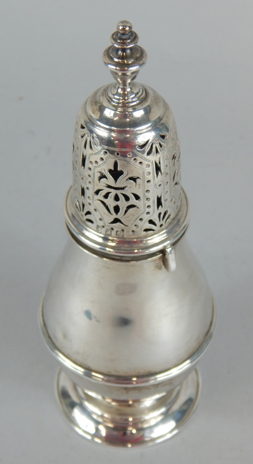 Appraisal: A George V silver sugar castor with engraved and pierced