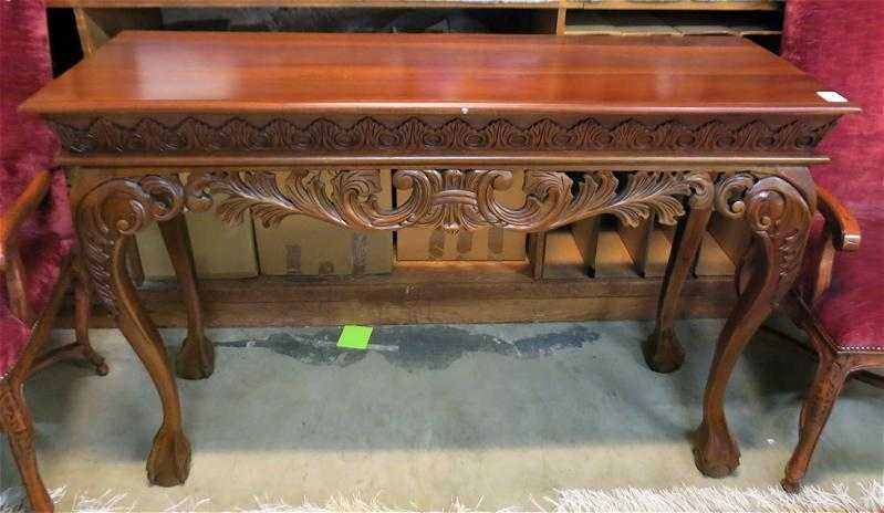 Appraisal: CHIPPENDALE STYLE MAHOGANY CONSOLE TABLE having a rectangular top over