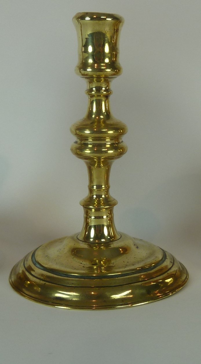 Appraisal: A th Century English knop stem brass candlestick cm high