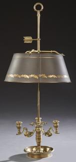 Appraisal: French Empire Style Bronze Two Light Bouillotte La French Empire