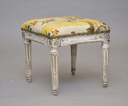 Appraisal: Louis XVI-Style White-Painted Square Tabouret