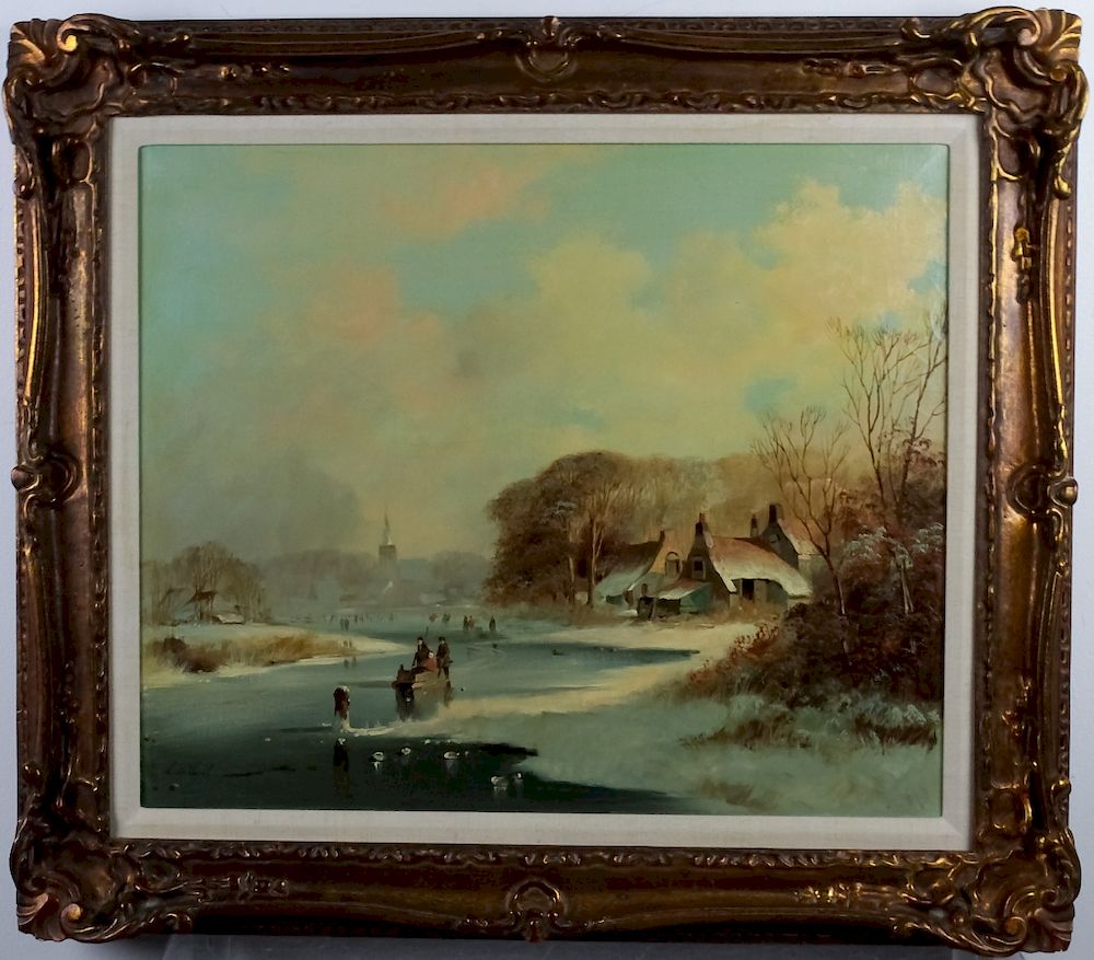 Appraisal: De Vogel b Dutch Landscape Oil Art Painting Signed L