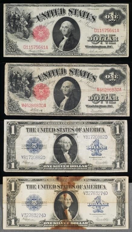 Appraisal: large format US currency notes including Series and Silver Certificate