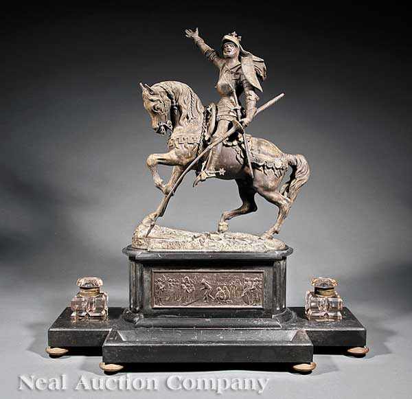 Appraisal: A Napoleon III Patinated Metal and Slate Encrier c with