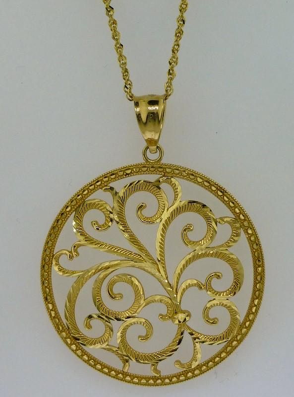 Appraisal: KT GOLD NECKLACE W FANCY PENDANT GRAMS This lot features