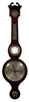 Appraisal: Inlaid Georgian barometer mahogany with light wood string-inlaid borders banjo