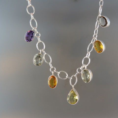 Appraisal: Gemstone Necklace oval gems including amethyst citrine smokey quartz lemon