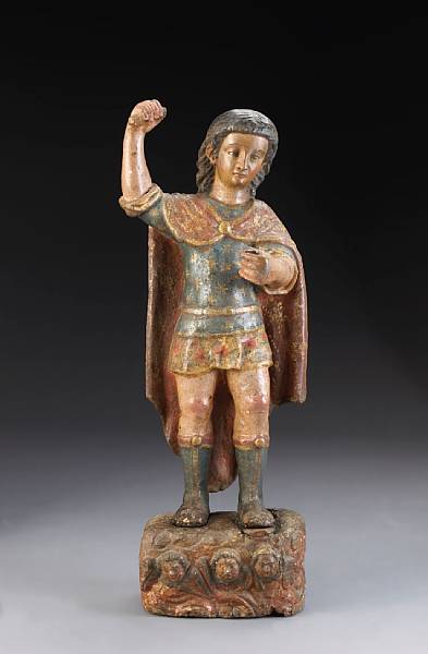 Appraisal: A Baroque carved and polychrome papier-m ch figure of St