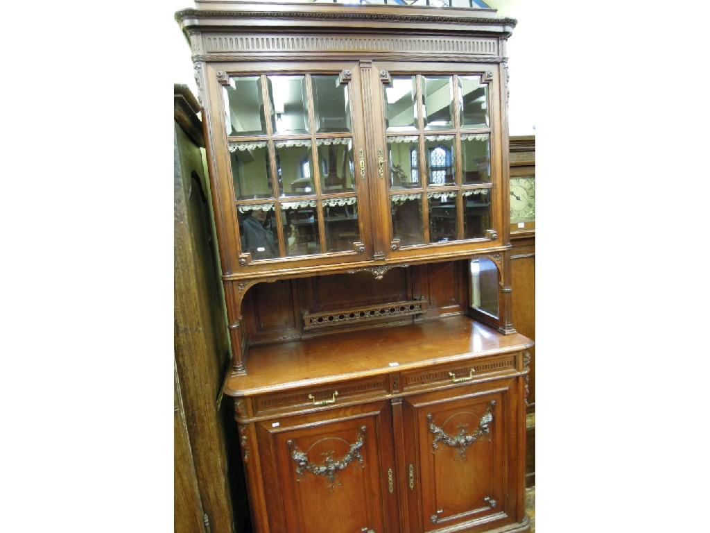 Appraisal: A th century continental mahogany buffet the upper section with