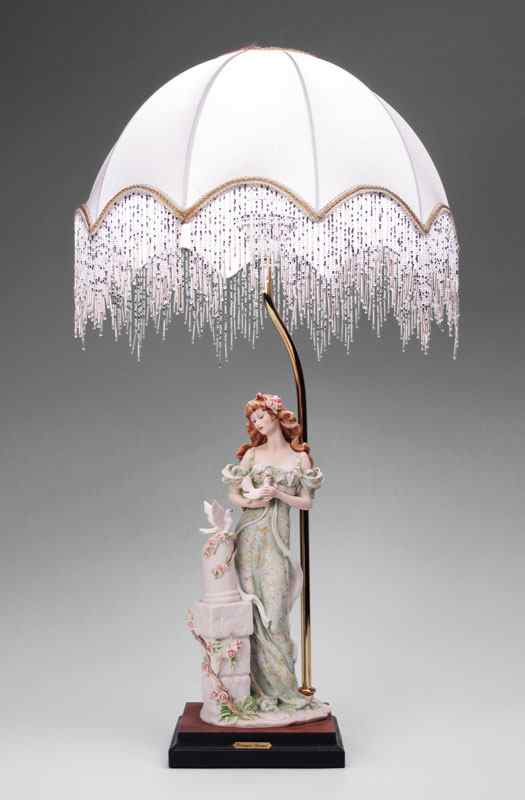 Appraisal: GIUSEPPE ARMANI FIGURAL LAMP Redheaded Lady with Doves signed to