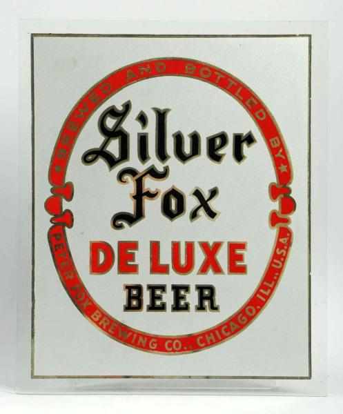 Appraisal: Silver Fox Reverse Glass Sign Unframed Several marks and spots