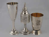 Appraisal: Judaica A modern kiddush cup marked Israel a spice tower