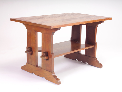 Appraisal: L J G STICKLEY Trestle table no with rectangular top