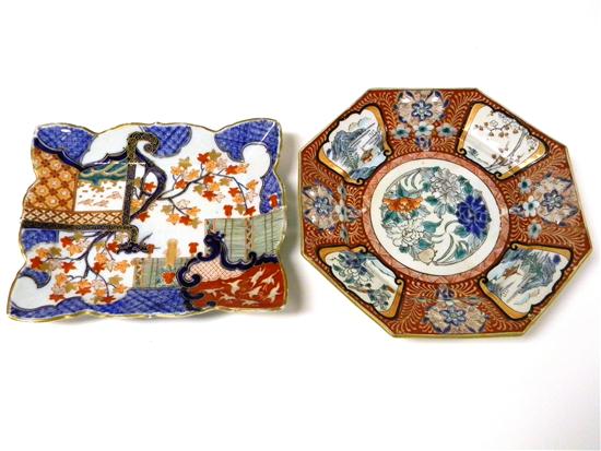 Appraisal: Two Japanese Imari porcelain dishes th th C the first