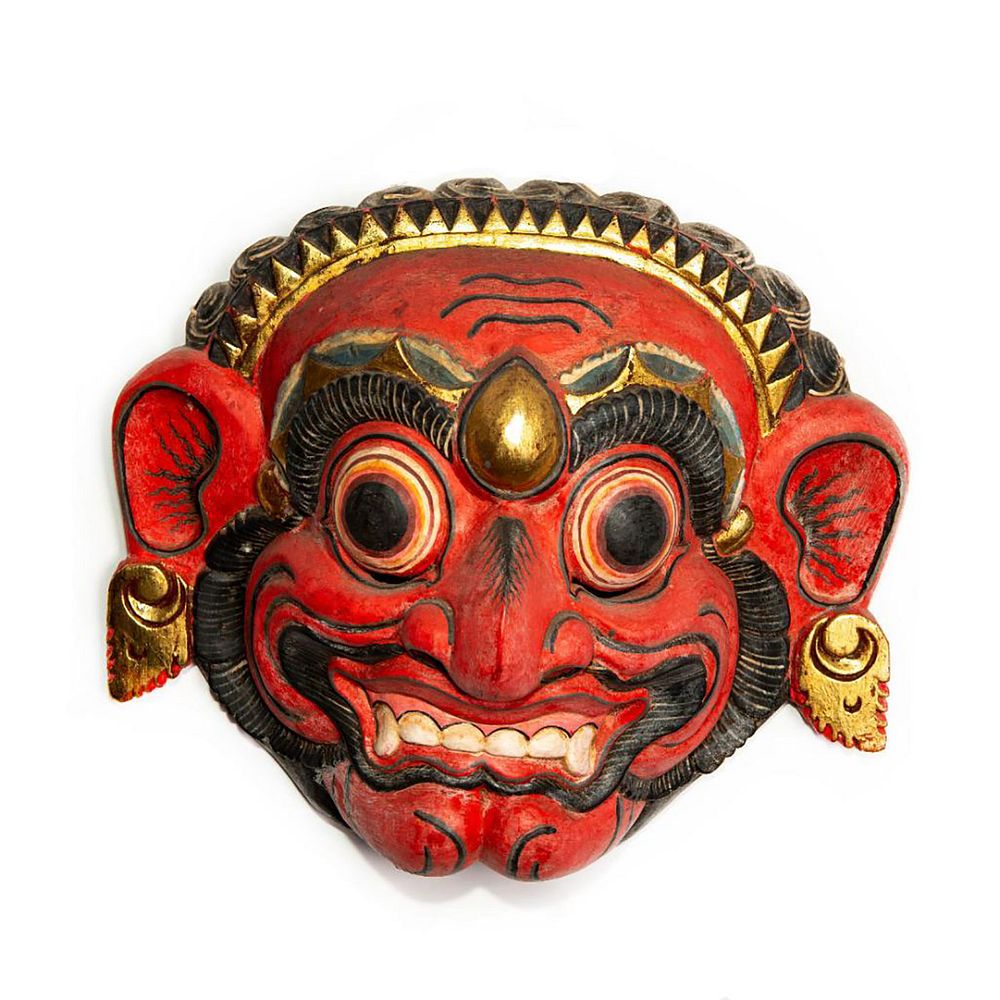 Appraisal: BALINESE ALLEGORICAL RAKSHASA BHOMA TRIBAL WALL MASK Hand made decorated