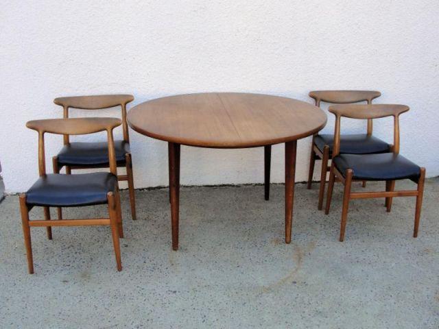 Appraisal: Danish Modern Dining Table and Chairs Midcentury From a Riverdale