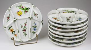 Appraisal: set of Italian ceramic divided fondue plates with handpainted floral