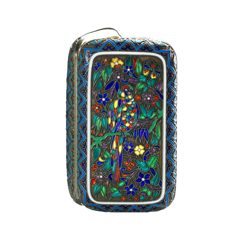 Appraisal: Russian Silver and Plique- -Jour Enamel Cheroot Case Moscow -