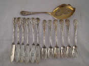 Appraisal: A set of silver six pairs of fish eaters with