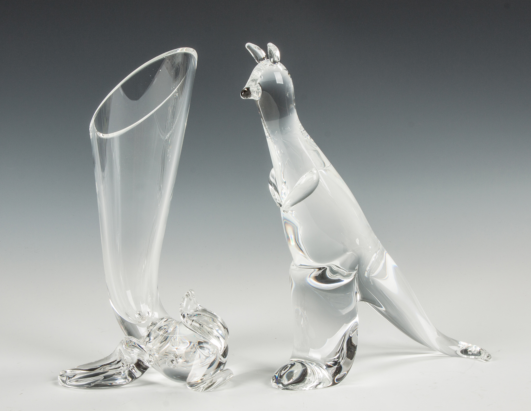 Appraisal: Steuben Crystal Dolphin Vase Sgn on base