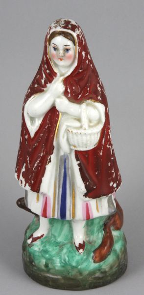 Appraisal: th Century porcelain statue of peasant women holding basket h