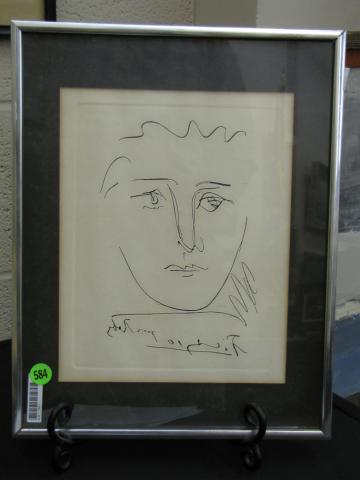 Appraisal: After Pablo Picasso x Lithograph entitled ''Pour Robie'' size as