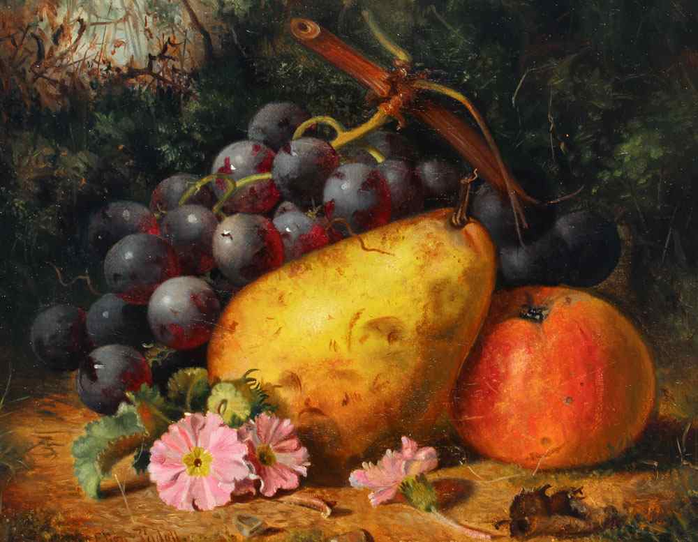 Appraisal: LADELL Ellen British - Still Life with Grapes Pear Apple