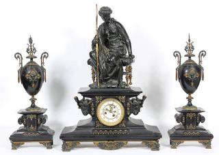 Appraisal: Lot of Napoleon III style clock garniture the figural clock