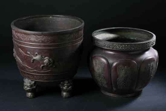 Appraisal: TWO JAPANESE BRONZE JARDINI RES Meiji Period Animal decoration -