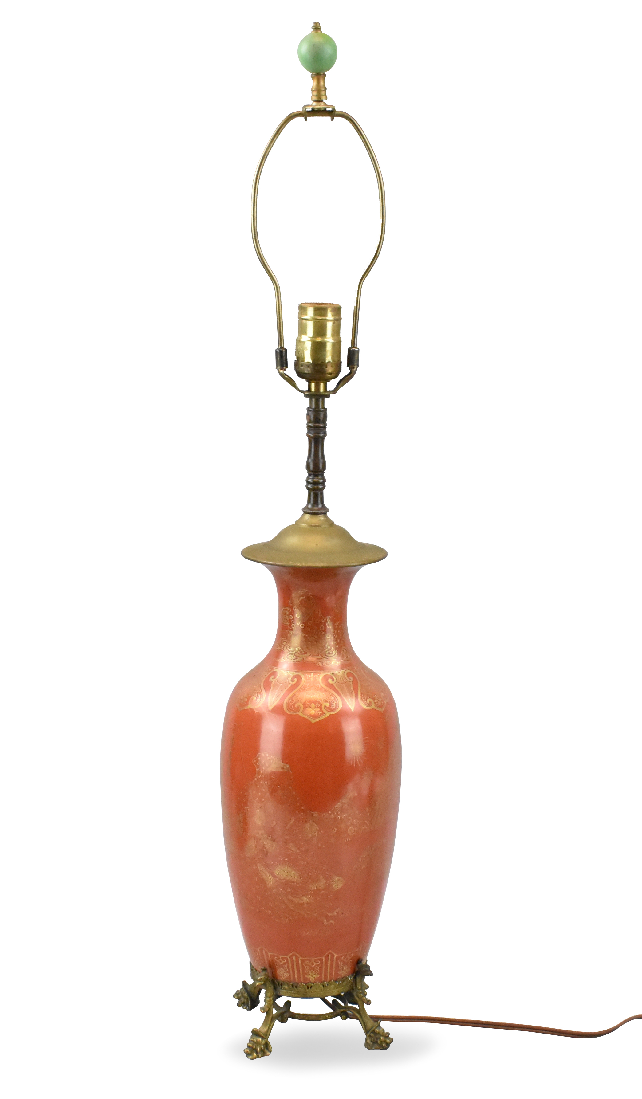 Appraisal: A Chinese coral red lamp vase Fitted into a lamp