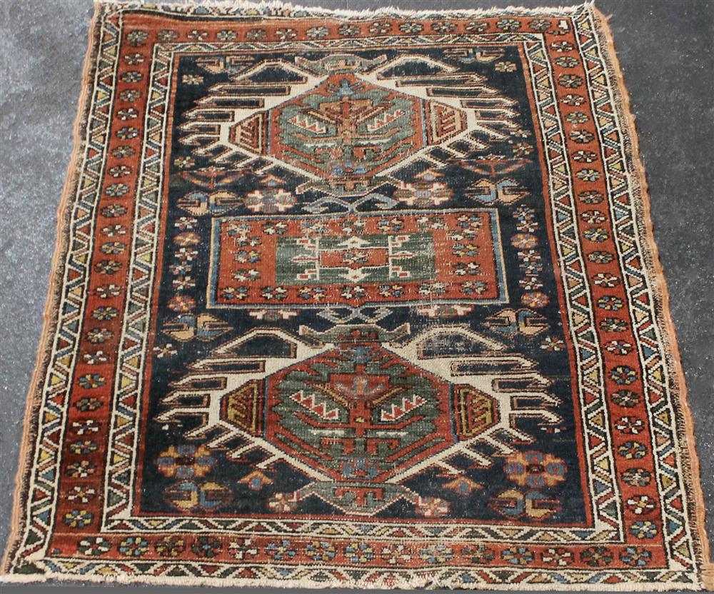 Appraisal: CAUCASIAN TRIBAL RUG having a goat or camel's hair warp