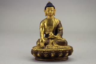 Appraisal: Gilt Bronze Seated Buddha Figure with marking on base Height