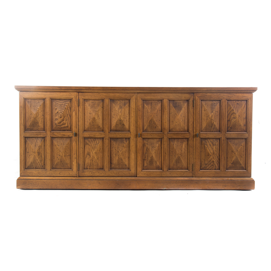 Appraisal: Mediterranean style fruitwood credenza in H in W Condition sun