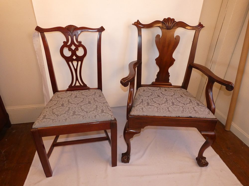 Appraisal: SET CHIPPENDALE CHAIRS Eight custom mahogany Chippendale style dining chairs