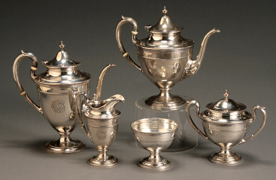 Appraisal: Gorham Sterling Five-Piece Coffee and Tea Service Providence First Quarter